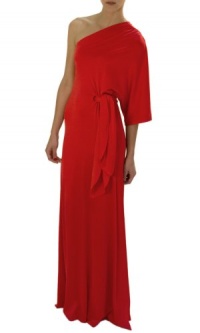 Halston Heritage Women's Knot Waist Jersey Dress Gown Red XS Halston Heritage Women's Knot Waist Jersey Dress Gown Red XS