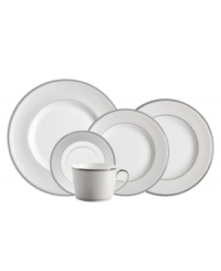 The Pointe d'Esprit dinnerware pattern captures the effervescence of celebration, with raised dots that flow from platinum-rimmed edges like a shower of confetti decorating your place settings. The Pointe d'Esprit dinnerware pattern captures the effervescence of celebration, with raised dots that flow from platinum-rimmed edges like a shower of confetti decorating your place settings.