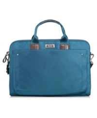 Tech it out! Step out in style & pack fun, personality & lightweight convenience into your every errand. Featuring interior media & accessory pockets, along with a protected laptop area, this bag is a dependable pick for meetings, errands and getting around town with all of your essentials. 5-year warranty. Tech it out! Step out in style & pack fun, personality & lightweight convenience into your every errand. Featuring interior media & accessory pockets, along with a protected laptop area, this bag is a dependable pick for meetings, errands and getting around town with all of your essentials. 5-year warranty.