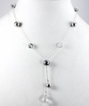 Charter Club Necklace, 18 Silver-Tone Gray Bead and Teardrop Crystal Y- Necklace