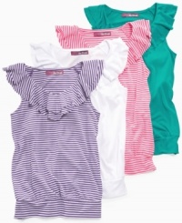 Summer time classic. This sleeveless shirt with ruffle detail from Epic Threads is sure to become one of her favorite summer finds. (Clearance) Summer time classic. This sleeveless shirt with ruffle detail from Epic Threads is sure to become one of her favorite summer finds. (Clearance)