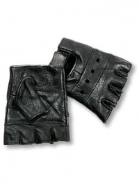 Interstate Leather Men's Basic Fingerless Gloves (Black, Medium) Interstate Leather Men's Basic Fingerless Gloves (Black, Medium)