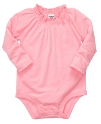 Keep it simple and sweet when you put her in this lovely bodysuit from Osh Kosh. Keep it simple and sweet when you put her in this lovely bodysuit from Osh Kosh.