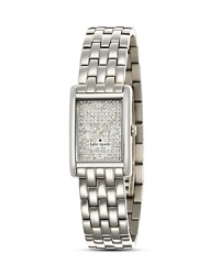 A classic and clean lined kate spade new york bracelet watch gets the glam treatment, bedecked in crystals. This is no time to be modest. A classic and clean lined kate spade new york bracelet watch gets the glam treatment, bedecked in crystals. This is no time to be modest.