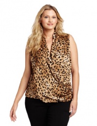 Calvin Klein Women's Plus-Size Wmn Printed Drape Front Top Calvin Klein Women's Plus-Size Wmn Printed Drape Front Top