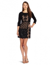 Plenty by Tracy Reese Women's Lace Front Shift Dress, Black/Silver, Medium