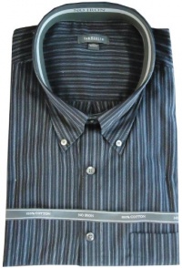 Van Heusen Button Down Long Sleeve Dress Shirt Navy Blue Stripes