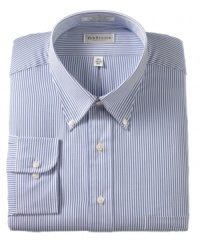 Crafted in a comfortable cotton blend, this striped oxford dress shirt from Van Heusen is a versatile complement to your Monday through Friday rotation. Crafted in a comfortable cotton blend, this striped oxford dress shirt from Van Heusen is a versatile complement to your Monday through Friday rotation.