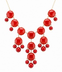 Color Bubble BIB Statement Fashion Necklace - Red