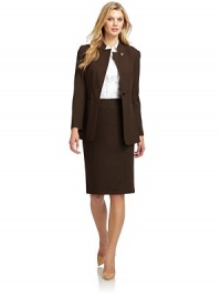 THE LOOKNotched lapelPadded shouldersButton closureDual welt pocketsLong sleeves with button cuffsTHE FITAbout 28 from shoulder to hemTHE MATERIALVirgin wool/elastaneFully linedCARE & ORIGINDry cleanImportedModel shown is 5'9 (175cm) wearing US size 4. THE LOOKNotched lapelPadded shouldersButton closureDual welt pocketsLong sleeves with button cuffsTHE FITAbout 28 from shoulder to hemTHE MATERIALVirgin wool/elastaneFully linedCARE & ORIGINDry cleanImportedModel shown is 5'9 (175cm) wearing US size 4.