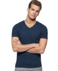 Vary your t-style with this slub weave v-neck from Calvin Klein.