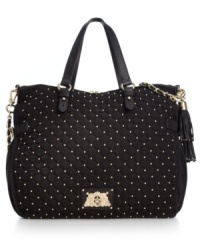 Reach for this diva-worthy design from Juicy Couture and add elegance to any outfit. The cool quilted pattern is adorned with golden stud accents and signature hardware, while the pocket-lined interior discretely stows your daily essentials. Reach for this diva-worthy design from Juicy Couture and add elegance to any outfit. The cool quilted pattern is adorned with golden stud accents and signature hardware, while the pocket-lined interior discretely stows your daily essentials.