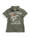 GUESS Kids Boys Polo Shirt with Distressed Screen, DUSTY GREEN (8/10)