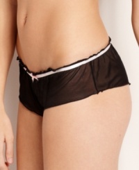 Add an air of romance to your day with JT Intimate's Ruffle hipster. It features all-around mesh with ruffled edges and pink ribbon trim at the top. Add an air of romance to your day with JT Intimate's Ruffle hipster. It features all-around mesh with ruffled edges and pink ribbon trim at the top.