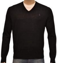 Polo Ralph Lauren Men's V-Neck Merino Wool Sweater-Black-2XL Polo Ralph Lauren Men's V-Neck Merino Wool Sweater-Black-2XL