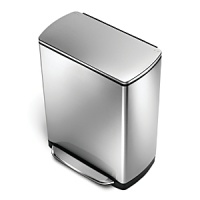 An extra wide foot petal, integrated charcoal odor filter, air suspension shock controls for slow, silent closure and a fingerprint-proof resistant finish are just a few of this durable garbage can's superlative features. An extra wide foot petal, integrated charcoal odor filter, air suspension shock controls for slow, silent closure and a fingerprint-proof resistant finish are just a few of this durable garbage can's superlative features.