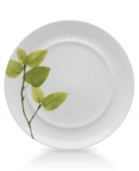 Forever spring. Bright new leaves plucked just for your table drape these dinner plates in a fresh, modern design. From Mikasa dinnerware, the dishes are durable and stylish in white porcelain with a uniquely sloped rim and raised interior. Forever spring. Bright new leaves plucked just for your table drape these dinner plates in a fresh, modern design. From Mikasa dinnerware, the dishes are durable and stylish in white porcelain with a uniquely sloped rim and raised interior.