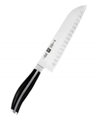 A sleek, versatile santoku that no serious cook can do without! Sturdy, hollow-edge blade is ideal for chopping large amounts. One-piece precision forging with retention and corrosion resistance for the ultimate in durability. Full tang handle without rivets. Ice-hardened. Twin logo on handle. Made in Solingen, Germany. Lifetime warranty. A sleek, versatile santoku that no serious cook can do without! Sturdy, hollow-edge blade is ideal for chopping large amounts. One-piece precision forging with retention and corrosion resistance for the ultimate in durability. Full tang handle without rivets. Ice-hardened. Twin logo on handle. Made in Solingen, Germany. Lifetime warranty.