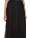 Aidan Mattox Women's Sequin Gathe Tulle Long Evening Gown 0 Black, Gold