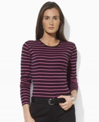 Lauren by Ralph Lauren's classic long-sleeved tee is cut from comfortable ribbed cotton with a patch pocket at the left sleeve featuring Ralph Lauren's embroidered monogram. Lauren by Ralph Lauren's classic long-sleeved tee is cut from comfortable ribbed cotton with a patch pocket at the left sleeve featuring Ralph Lauren's embroidered monogram.