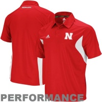 Nebraska Cornhuskers Adidas 2011 Sideline Adizero Red Performance Polo Shirt Nebraska Cornhuskers Adidas 2011 Sideline Adizero Red Performance Polo Shirt