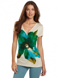 Jones New York Women's Petite Short Sleeve V-Neck Top with Pleating Jones New York Women's Petite Short Sleeve V-Neck Top with Pleating