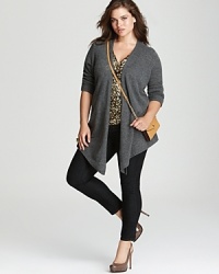 A plush C by Bloomingdale's Plus duster drapes over laid-back looks, polishing them in an instant. Perfect with everything from denim to staple black pants, this cashmere layer is a must-have. A plush C by Bloomingdale's Plus duster drapes over laid-back looks, polishing them in an instant. Perfect with everything from denim to staple black pants, this cashmere layer is a must-have.