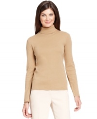 Build your wardrobe with Jones New York Signature's classic cotton turtleneck. Pair it with anything from crisp trousers to jeans! Build your wardrobe with Jones New York Signature's classic cotton turtleneck. Pair it with anything from crisp trousers to jeans!