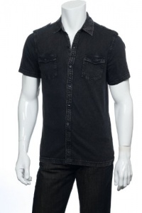 Alfani Red Black Basic Distressed SS Button Down Shirt Alfani Red Black Basic Distressed SS Button Down Shirt