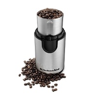 Treat your beans right. KitchenAid's Blade Coffee Grinder offers exceptional performance in an enduring design. Simply measure the beans to the amount you want - 4, 8, 10 or 12 cups are marked in the bowl - and with the single push of a button, the stainless steel blade grinds just the right amount. Treat your beans right. KitchenAid's Blade Coffee Grinder offers exceptional performance in an enduring design. Simply measure the beans to the amount you want - 4, 8, 10 or 12 cups are marked in the bowl - and with the single push of a button, the stainless steel blade grinds just the right amount.