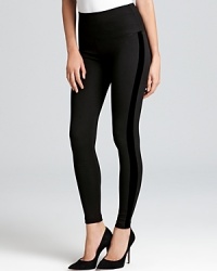 The essential Lyssé Leggings get chic new edge with a velvet tuxedo stripe for a lithe, long silhouette. The essential Lyssé Leggings get chic new edge with a velvet tuxedo stripe for a lithe, long silhouette.