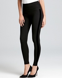 The essential Lyssé Leggings get chic new edge with a velvet tuxedo stripe for a lithe, long silhouette.