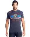 Rock some style with an edge wearing this skull-and-flag t-shirt from Affliction.