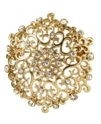 A swirling design offers a snowstorm of loveliness. This Jones New York box pin features glistening accents on a golden base. Crafted in gold tone mixed metal. Approximate length: 2 inches. Includes gift box. A swirling design offers a snowstorm of loveliness. This Jones New York box pin features glistening accents on a golden base. Crafted in gold tone mixed metal. Approximate length: 2 inches. Includes gift box.
