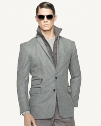 A modern combination of sleek sophistication and refined comfort, the Anthony sport coat is expertly tailored in Italy from smooth, lightweight wool flannel with a classic tabard front. A modern combination of sleek sophistication and refined comfort, the Anthony sport coat is expertly tailored in Italy from smooth, lightweight wool flannel with a classic tabard front.