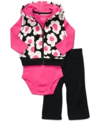 Prints add pizazz. She'll be a style standout in either of these comfy bodysuit, vest and pant sets from Carter's. Prints add pizazz. She'll be a style standout in either of these comfy bodysuit, vest and pant sets from Carter's.