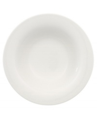 Fresh modern from Villeroy & Boch dinnerware. The dishes in this set are sheer white china in a clean round shape that inspires simply harmonious dining. A soft fluidity and radiant glaze give this rim soup bowl quiet elegance and lasting appeal.