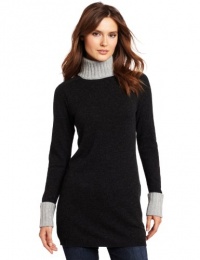 Magaschoni Women's 100% Cashmere Turtleneck Tunic Sweater, Charcoal/Light Silver, Small Magaschoni Women's 100% Cashmere Turtleneck Tunic Sweater, Charcoal/Light Silver, Small