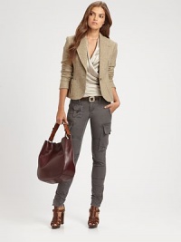Inspired by a beloved menswear style, a tweed jacket made from wool and alpaca featuring dynamic shaping seams for a perfectly slim fit.Notched collarLong sleevesOne-button closurePatch pocketsShaping back seamsAbout 23 from shoulder to hem65% wool/35% alpacaDry cleanMade in Italy Model shown is 5'9½ (176cm) wearing US size 4. Inspired by a beloved menswear style, a tweed jacket made from wool and alpaca featuring dynamic shaping seams for a perfectly slim fit.Notched collarLong sleevesOne-button closurePatch pocketsShaping back seamsAbout 23 from shoulder to hem65% wool/35% alpacaDry cleanMade in Italy Model shown is 5'9½ (176cm) wearing US size 4.