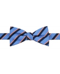 The neck's best thing. Tie on a little something different with this striped bow tie from Countess Mara. The neck's best thing. Tie on a little something different with this striped bow tie from Countess Mara.