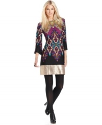 An exotic print and a hemline full of sequins makes this Sunny Leigh shift an essential for fall parties (and just because!). An exotic print and a hemline full of sequins makes this Sunny Leigh shift an essential for fall parties (and just because!).