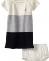 Nautica Sportswear Kids Baby-girls Infant Bold Stripe Sweater Dress, Off White, 18 Months