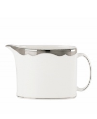 Take a shine to the Trimble Place creamer. Modern bone china hit by a wave of platinum embodies the unfussy yet undeniable elegance of kate spade. Take a shine to the Trimble Place creamer. Modern bone china hit by a wave of platinum embodies the unfussy yet undeniable elegance of kate spade.