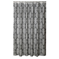 This shower curtain is fashioned with a geometric pattern in soothing hues.