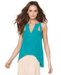 Sumptuous silk and sexy cutouts create a sublime look! Wear BCBGMAXAZRIA's top with everything from a maxi skirt to your favorite jeans. Sumptuous silk and sexy cutouts create a sublime look! Wear BCBGMAXAZRIA's top with everything from a maxi skirt to your favorite jeans.
