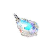 Sterling Silver Baroque Shaped Multifaceted Clear AB Crystal 1 inch Long Pendant Made with Swarovski Elements Sterling Silver Baroque Shaped Multifaceted Clear AB Crystal 1 inch Long Pendant Made with Swarovski Elements