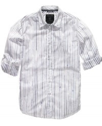 Dripping with style. Throw on this shirt from Guess for a look that can take you from day to night in no time. Dripping with style. Throw on this shirt from Guess for a look that can take you from day to night in no time.