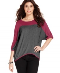 Casual and colorblocked: get the look with Cha Cha Vente's relaxed dolman-sleeve top. Casual and colorblocked: get the look with Cha Cha Vente's relaxed dolman-sleeve top.