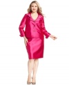 Gorgeously saturated color creates a bold yet totally elegant look. Kasper's plus size skirt suit is a stylish stand-out for any special occasion.