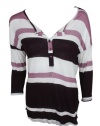 KUT From The Kloth Womens Striped Long Sleeve Henley Shirt